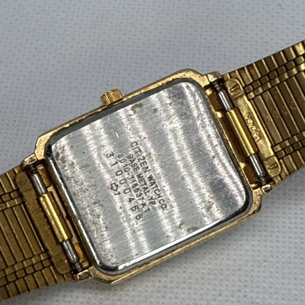 Vtg Citizen Unisex Gold Tone Smoke Grey Dial Quartz Watch T15537 - Working!